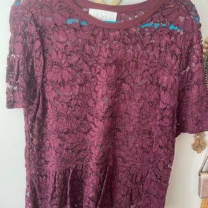 LOFT Burgundy Lace Top